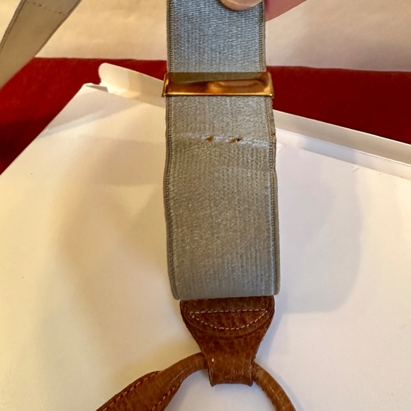 Vintage Button Suspenders Hickok Grey Leather Ends Adjustable - Picture 11 of 16
